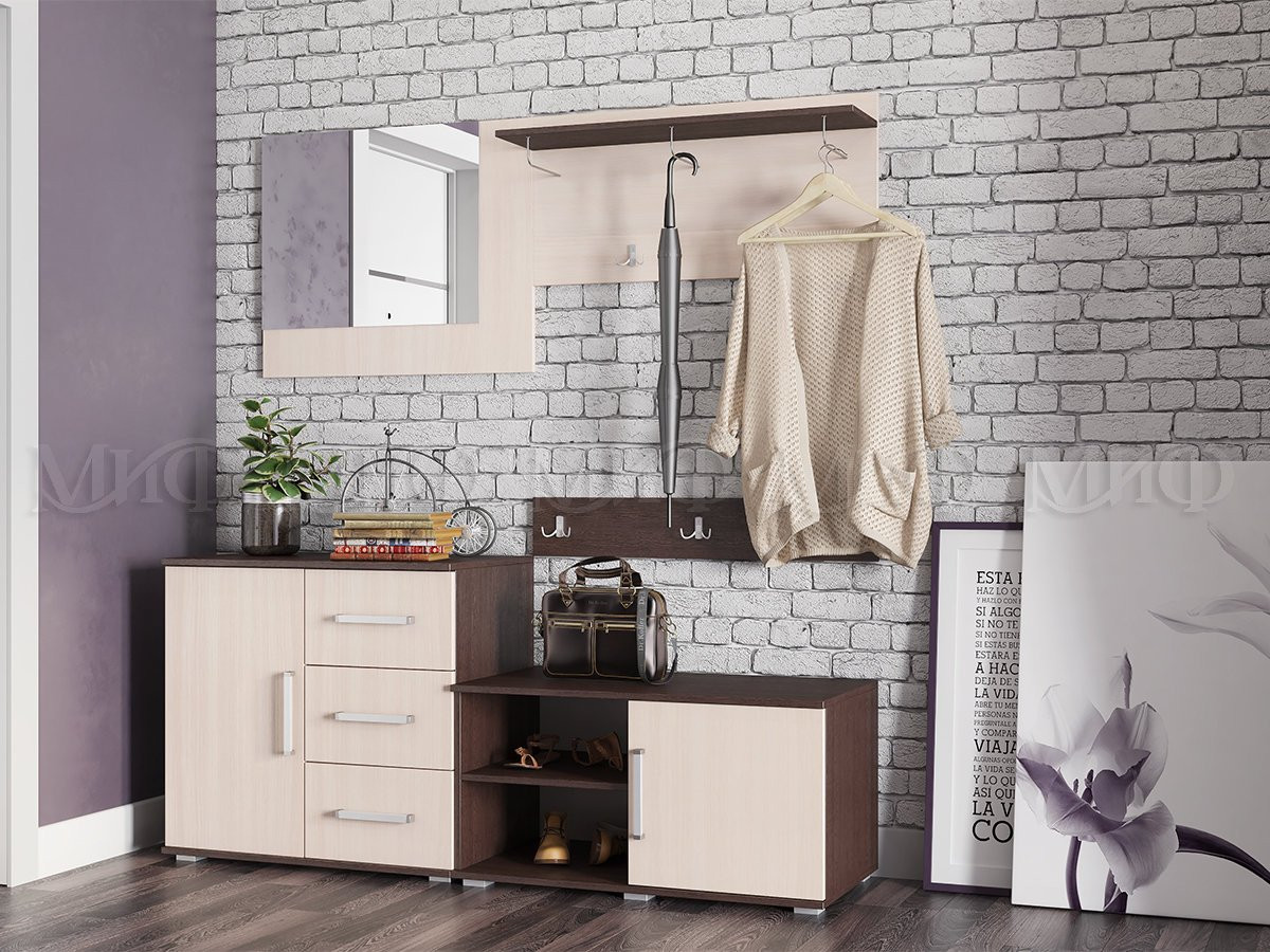 Прихожая Бостон (Ш-1700 мм x В-2120 мм x Г-470 мм)/Разные Цвета