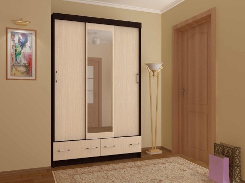 Шкаф-Купе №2 Венге/Белфорт (Ш-1300 × В-2220 × Г-540 мм)