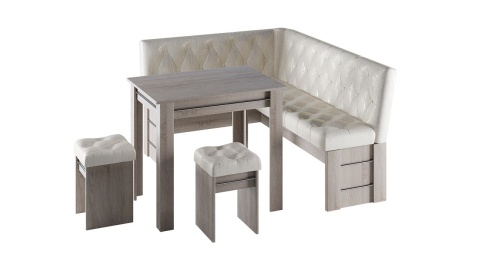 Кухонный уголок «Памела» Дуб Сонома Трюфель/Кожзам Светлый