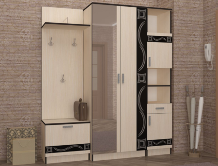 Прихожая Линкольн Вариант №1 Венге/Белфорт ЛДСП (Ш-1800 х В-2200 х Г-600 мм)